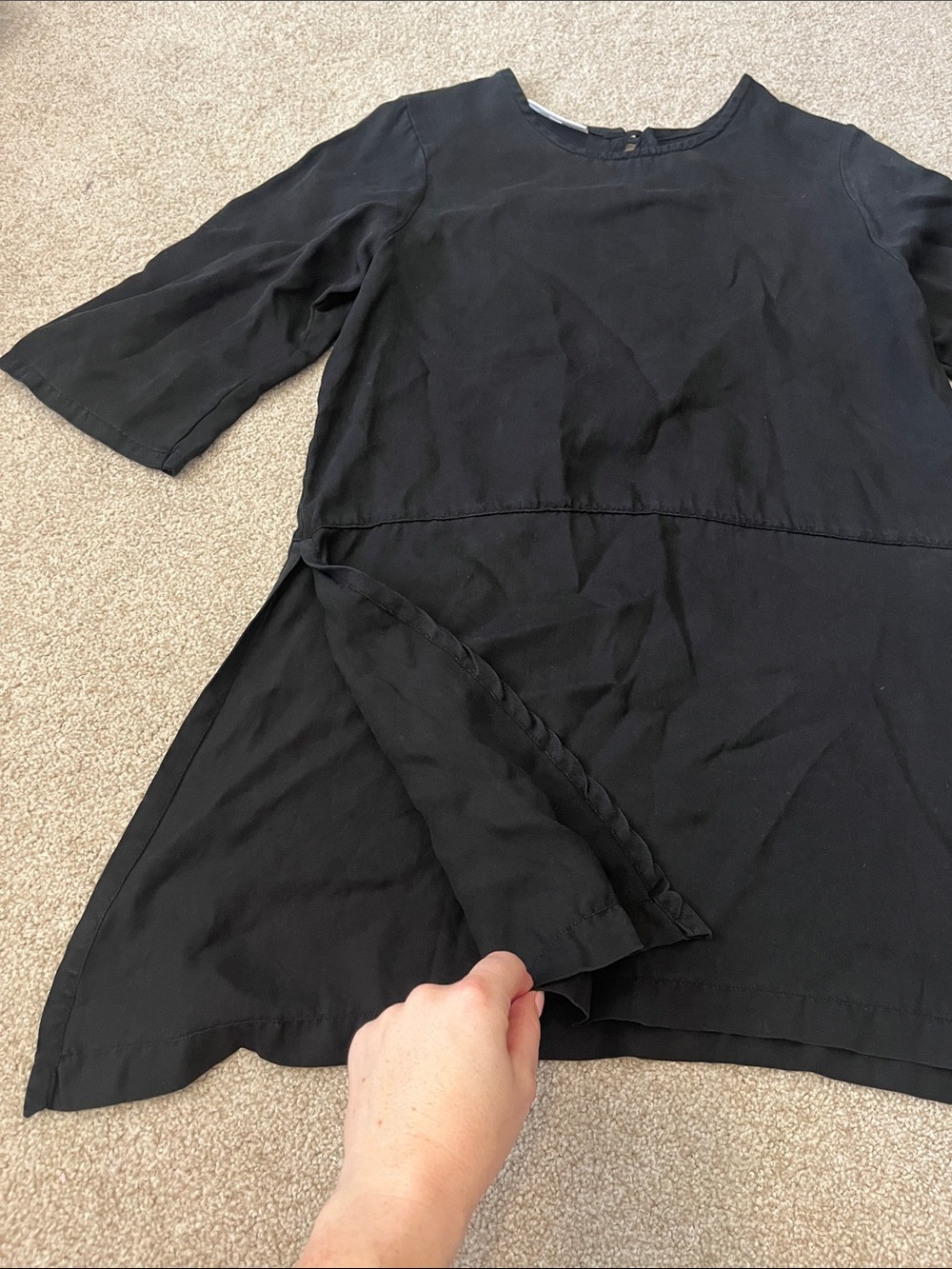 Bryn Walker Black 3/4 Sleeve Tencel Tunic Top, Small - Picture 2 of 5